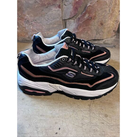 Skechers Sport Women's Size 10 Lace Up Sneakers Black & Pink #11065 - Picture 6 of 11